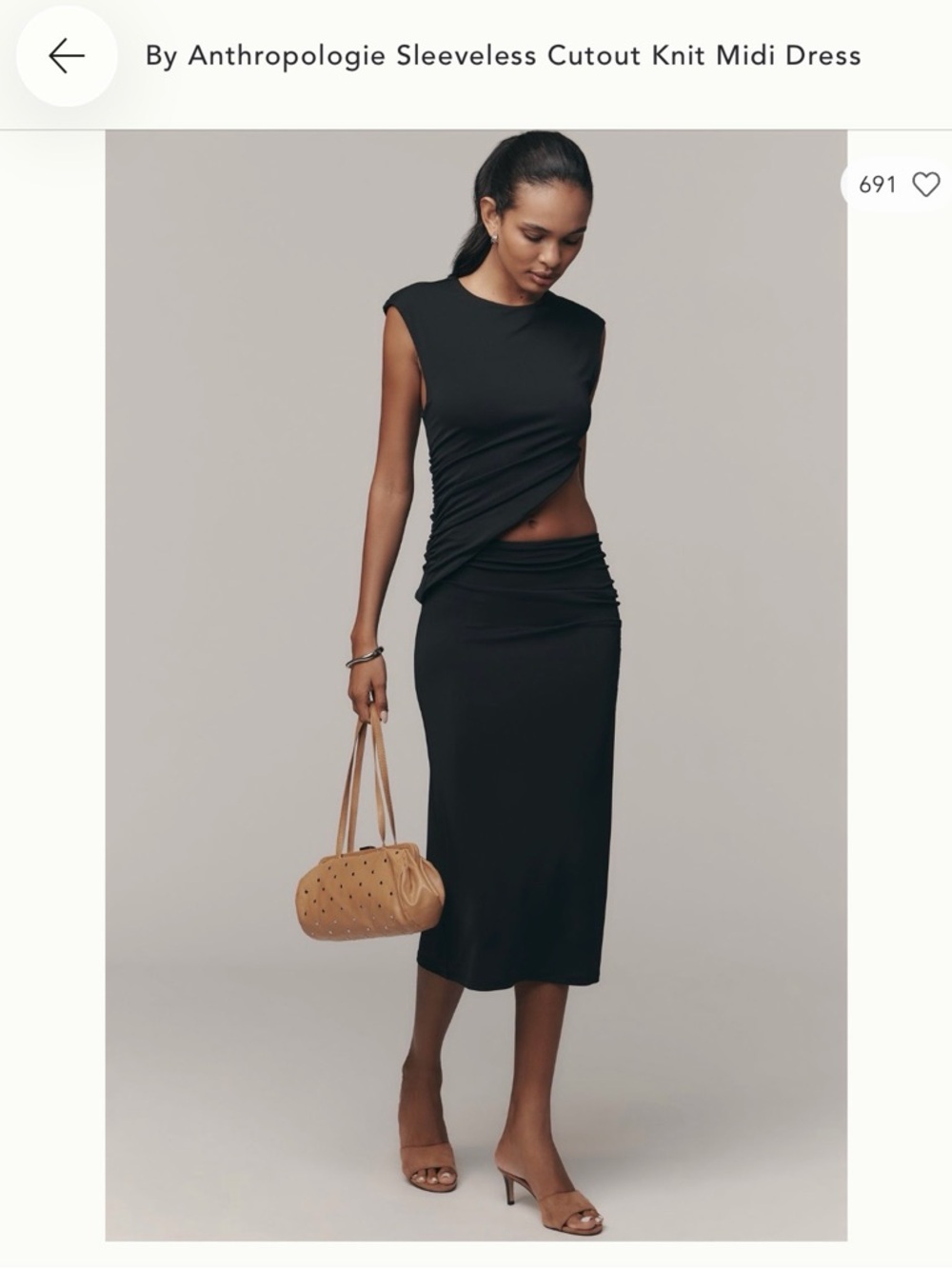 Anthropologie Black Sleeveless Cutout Knit Midi Dress - Medium NWT!